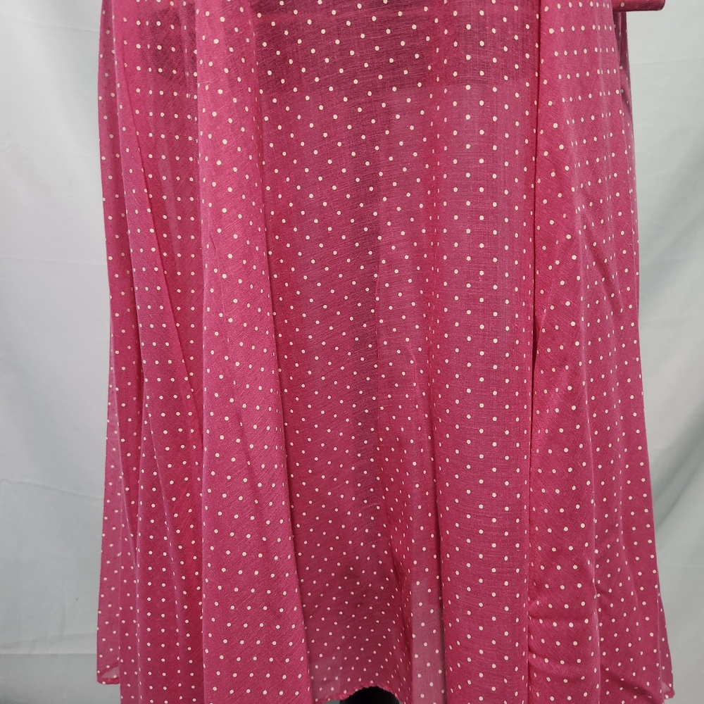 Vintage Montgomery Ward Pink Polka Dot Sheer Button Dress w Belt. Size 11. - Picture 7 of 13